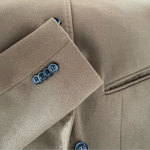 NWOT Vizoni Uomo Camel Tan Wool Coat Peacoat Single Breasted - Picture 8 of 8